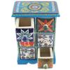 Indian Shelf 1 Piece Vocalforlocal Handmade Multicolor Wooden 6 Drawer Floral Pattern Spice Box Seasoning Masala Organizer Rack Jewellery Container view 2