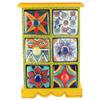 Indian Shelf 1 Piece Vocalforlocal Handmade Multicolor Wooden 6 Drawer Floral Pattern Spice Box Seasoning Masala Organizer Rack Jewellery Container view 1