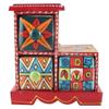 Indian Shelf 1 Piece Vocalforlocal Handmade Multicolor Wooden 3 Step Drawer Floral Pattern Spice Box Seasoning Masala Organizer Rack Jewellery Container view 1