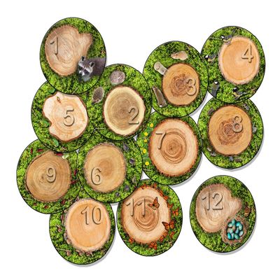 Flagship Carpets Counting Seating Stumps Stow -N- Go Educational Rug for Home Learning Area or Children Classroom Carpet, Kids Room or Playroom Mat, 1-12, Multi