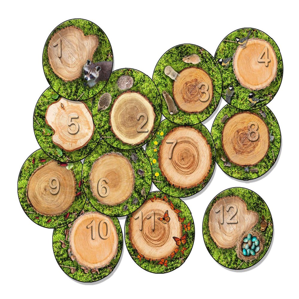 Flagship Carpets Counting Seating Stumps Stow -N- Go Educational Rug for Home Learning Area or Children Classroom Carpet, Kids Room or Playroom Mat, 1-12, Multi