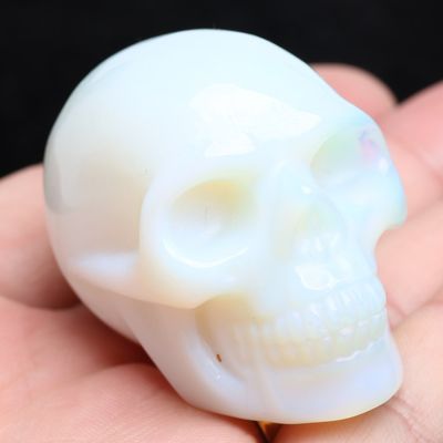Skull Quartz Crystal Figurines Sculpture,Healing Opal Gemstone Stone Statue,Reiki Carved Skull Fluorite Stone Collectible Home Decor