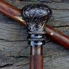 PIRU Antique Brass Victorian Handle Wooden Vintage Style Walking Stick Cane Designer view 1