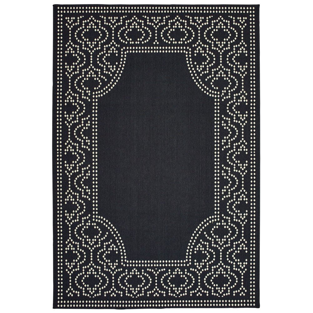 Moretti Parker Area Rug 1247K Black Dotted Ogee 2' 5" x 4' 5" Rectangle