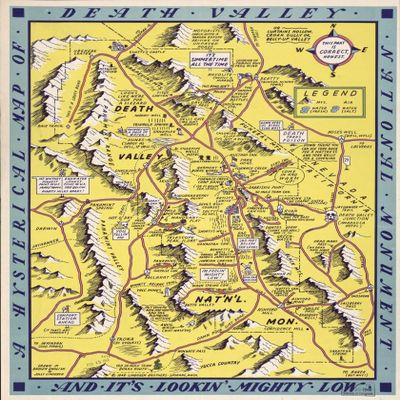 18" x 24" 1948 Map Of Death Valley National Monument & Its Lookin Mighty Low