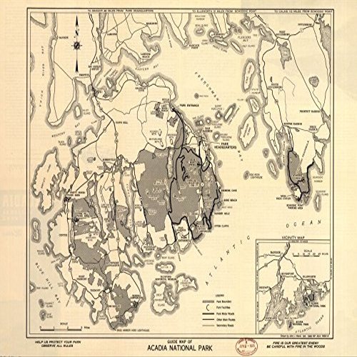 18" x 24" 1949 Map Of Acadia National Park