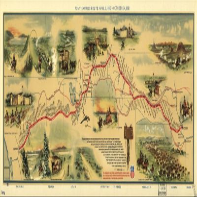 10" x 24" 1951 Map of Pony Express Route National Historic Trail