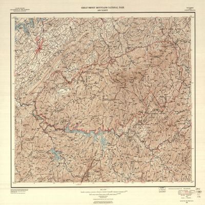18" x 24" 1953 Map Of Great Smoky Mountains National Park and vicinity