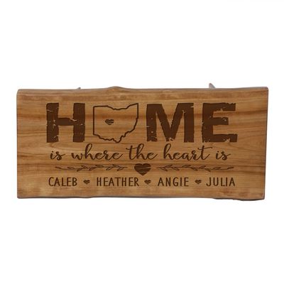 LifeSong Milestones LifeSong Home Live Edge Cherry Handcrafted Home Decor Step Stool Housewarming Gift Ideas for New Home Decorations 8 3/4 w x 16 L (Home is Where The Heart is)