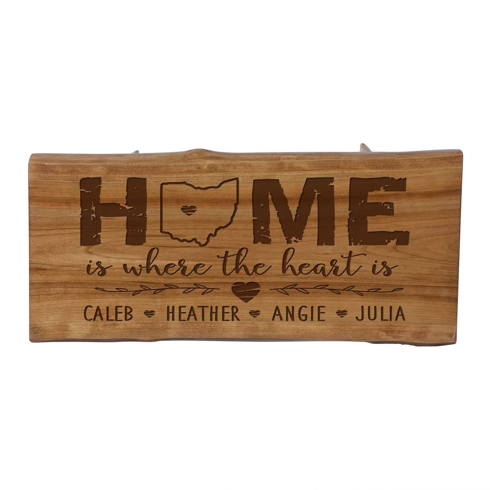 LifeSong Milestones LifeSong Home Live Edge Cherry Handcrafted Home Decor Step Stool Housewarming Gift Ideas for New Home Decorations 8 3/4 w x 16 L (Home is Where The Heart is)