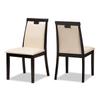 Baxton Studio Evelyn Modern and Contemporary Beige Faux Leather Upholstered and Dark Brown Finished Dining Chair Set Beige/Qty 2/Dark Wood/Contemporary/Faux Leather/Solid Rubber Wood/Foam view 1