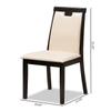 Baxton Studio Evelyn Modern and Contemporary Beige Faux Leather Upholstered and Dark Brown Finished Dining Chair Set Beige/Qty 2/Dark Wood/Contemporary/Faux Leather/Solid Rubber Wood/Foam view 3