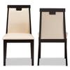 Baxton Studio Evelyn Modern and Contemporary Beige Faux Leather Upholstered and Dark Brown Finished Dining Chair Set Beige/Qty 2/Dark Wood/Contemporary/Faux Leather/Solid Rubber Wood/Foam view 4