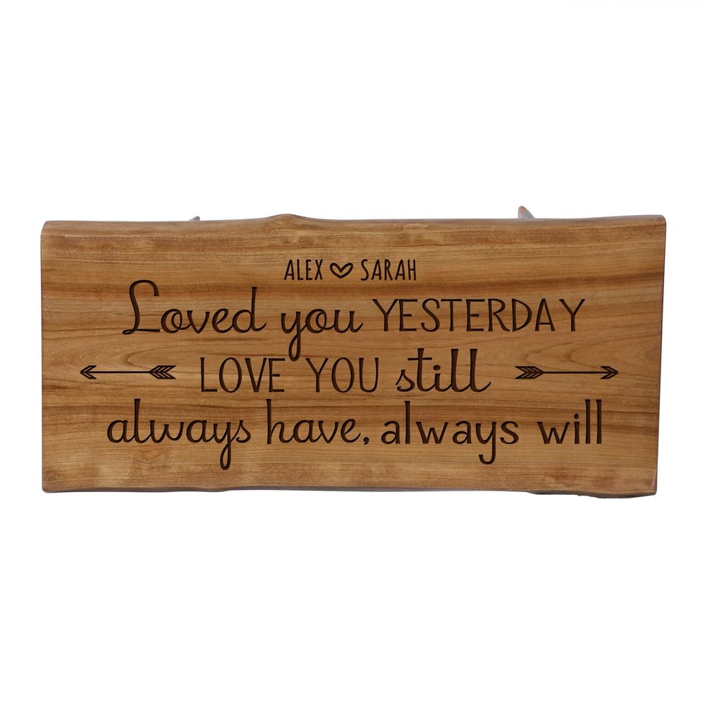 LifeSong Milestones LifeSong Home Live Edge Cherry Handcrafted Home Decor Step Stool Housewarming Gift Ideas for New Home Decorations 8 3/4 w x 16 L (Loved You Yesterday)