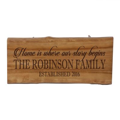 LifeSong Milestones LifeSong Home Live Edge Cherry Handcrafted Home Decor Step Stool Housewarming Gift Ideas for New Home Decorations 8 3/4 w x 16 L (Home is Where Our Story Begins)