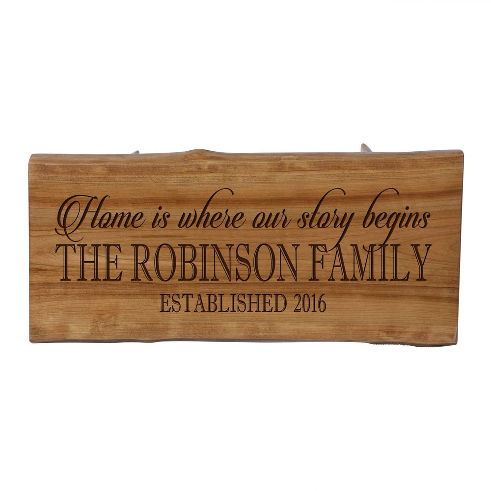 LifeSong Milestones LifeSong Home Live Edge Cherry Handcrafted Home Decor Step Stool Housewarming Gift Ideas for New Home Decorations 8 3/4 w x 16 L (Home is Where Our Story Begins)