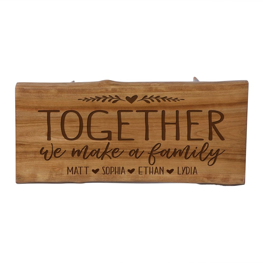 LifeSong Milestones LifeSong Home Live Edge Cherry Handcrafted Home Decor Step Stool Housewarming Gift Ideas for New Home Decorations 8 3/4 w x 16 L (Together we Make a Family)