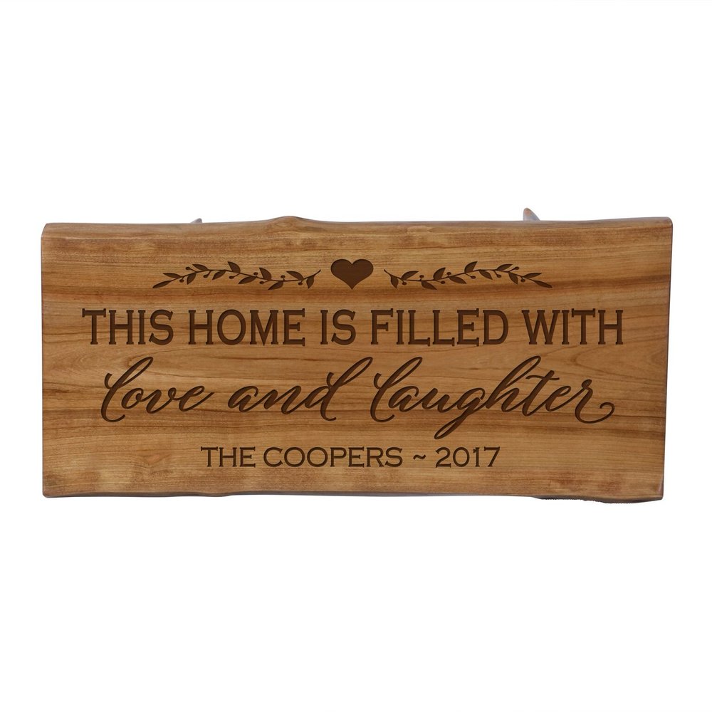 LifeSong Milestones LifeSong Home Live Edge Cherry Handcrafted Home Decor Step Stool Housewarming Gift Ideas for New Home Decorations 8 3/4 w x 16 L (This Home is Filled with)