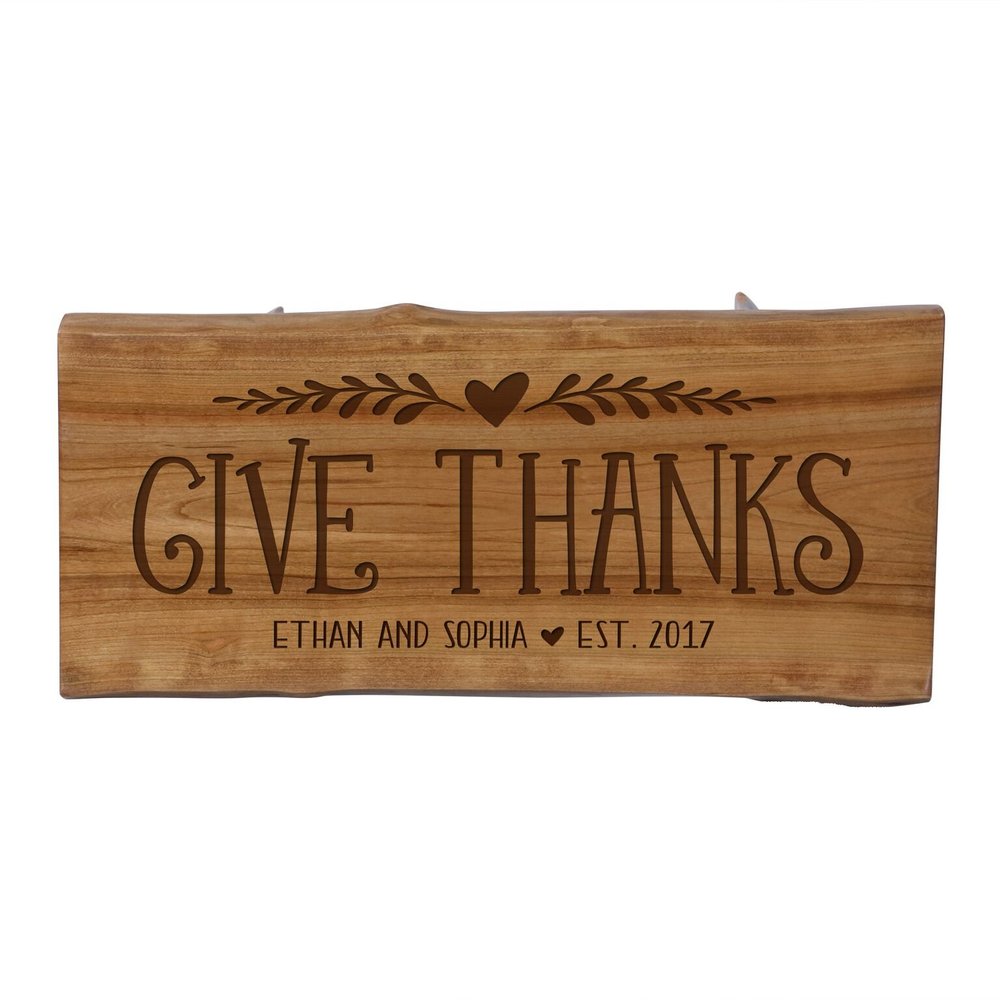LifeSong Milestones LifeSong Home Live Edge Cherry Handcrafted Home Decor Step Stool Housewarming Gift Ideas for New Home Decorations 8 3/4 w x 16 L (Give Thanks)