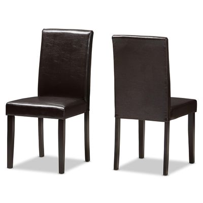 Baxton Studio Mia Contemporary Faux Leather Dining Chair, Dark Brown, 2/Set