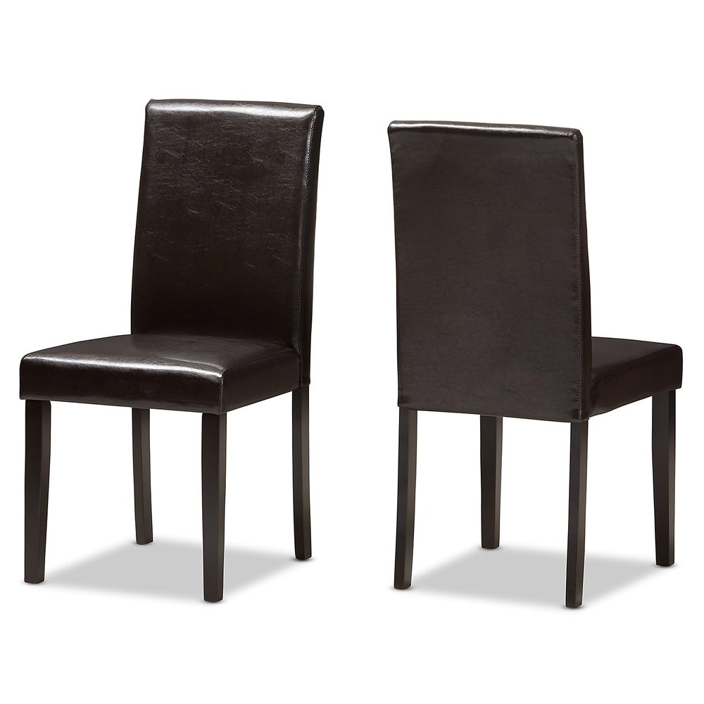 Baxton Studio Mia Contemporary Faux Leather Dining Chair, Dark Brown, 2/Set
