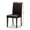 Baxton Studio Mia Contemporary Faux Leather Dining Chair, Dark Brown, 2/Set view 3