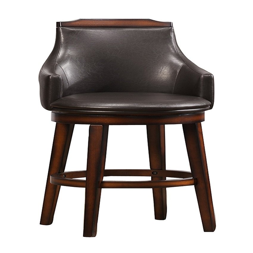 Benjara Benzara Leatherette Bar Chair with Swivel Seat, Set of Two, Brown and Black,