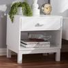 Baxton Studio Deirdre Modern and Contemporary White Wood 1-Drawer Nightstand White//White/Contemporary/Rubber Wood/MDF view 2