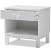 Baxton Studio Deirdre Modern and Contemporary White Wood 1-Drawer Nightstand White//White/Contemporary/Rubber Wood/MDF view 4