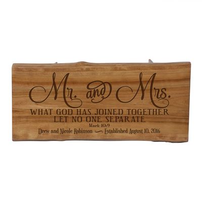 LifeSong Milestones LifeSong Home Live Edge Cherry Handcrafted Home Decor Step Stool Housewarming Gift Ideas for New Home Decorations 8 3/4 w x 16 L (Mr. and Mrs.)