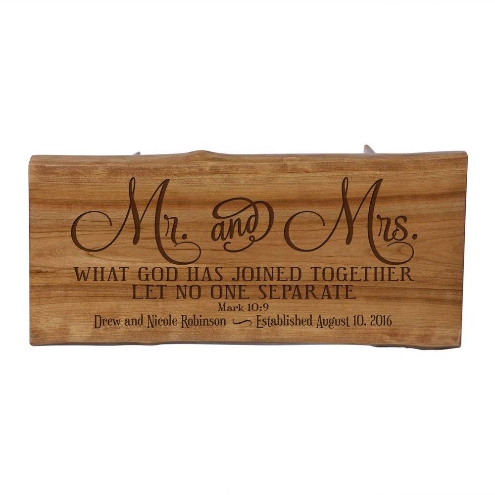 LifeSong Milestones LifeSong Home Live Edge Cherry Handcrafted Home Decor Step Stool Housewarming Gift Ideas for New Home Decorations 8 3/4 w x 16 L (Mr. and Mrs.)