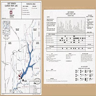 14" x 24" 1997 Map of East Branch Clarion River Lake Pennsylvania