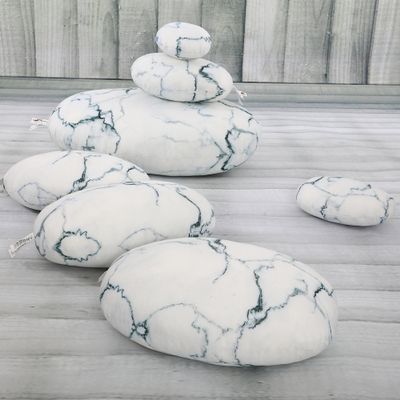 VERCART 7 Piece Set Mixed Designs 3D Artificial Living Stone Rock Throw Pillows Stuffing Plush Floor Pillow Creative Home Decoration Photo Or Film Props 7 PCS White Marble