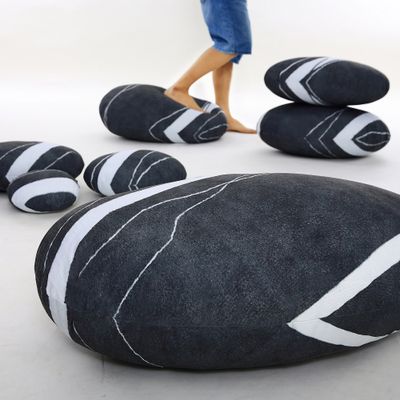 VERCART 7 Piece Set Mixed Designs 3D Artificial Living Stone Rock Throw Pillows Stuffing Plush Floor Pillow Creative Home Decoration Photo Or Film Props 7 PCS Cobblestone