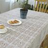 Azerlee Handmade Crochet Tablecloth Cotton Lace Table Cloth Rectangular Table Cover for Kitchen Dinning Wedding Party Decoration, White, 55 X 63 Inch view 2