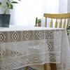 Azerlee Handmade Crochet Tablecloth Cotton Lace Table Cloth Rectangular Table Cover for Kitchen Dinning Wedding Party Decoration, White, 55 X 63 Inch view 3