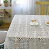 Azerlee Handmade Crochet Tablecloth Cotton Lace Table Cloth Rectangular Table Cover for Kitchen Dinning Wedding Party Decoration, White, 55 X 63 Inch view 4