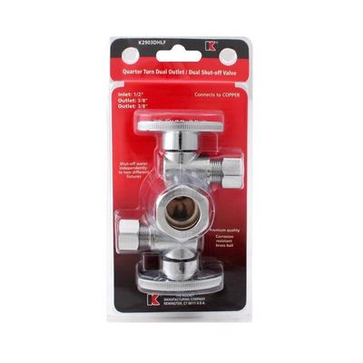 Plumb Pak Keeney 5/8 CTS x 3/8 Compression Brass Dual Shut-Off Valve