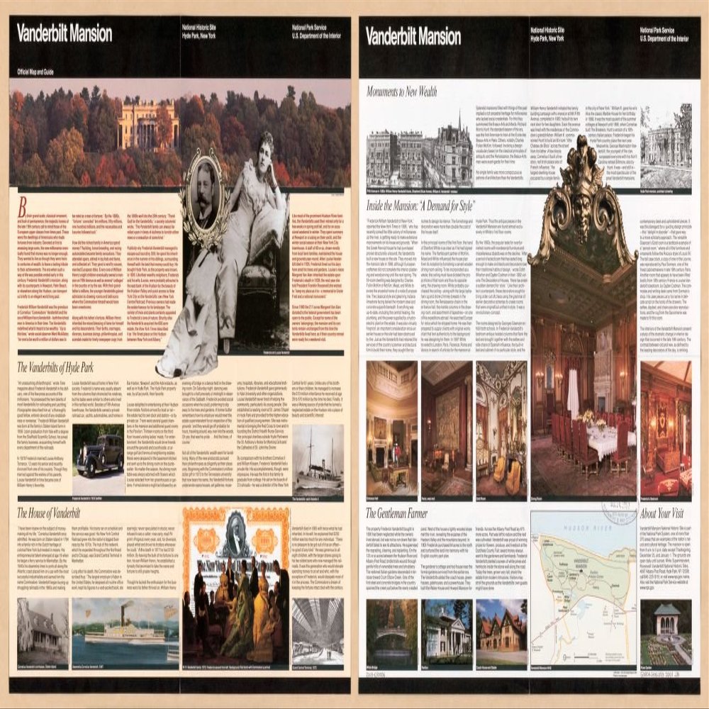 12" x 24" 2001 Map of Vanderbilt Mansion National Historic Site Hyde Park New York