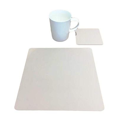 Super Cool Creations Square Placemat and Coaster Set, Latte - 4 Placemats and 4 Coaster - Large