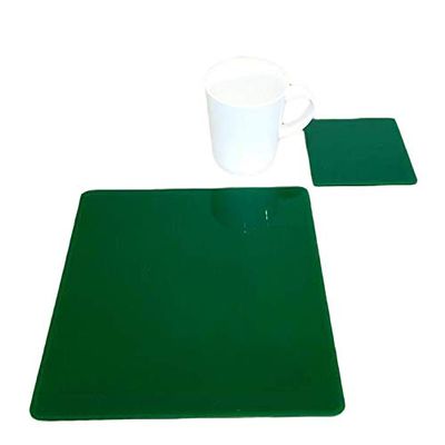 Super Cool Creations Square Placemat and Coaster Set, Green - 4 Placemats and 4 Coaster - Large