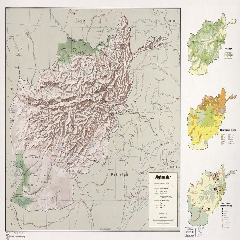 14" x 24" 1971 Map Of Afghanistan