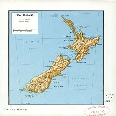 18" x 24" 1971 Map Of New Zealand Railroads Roads