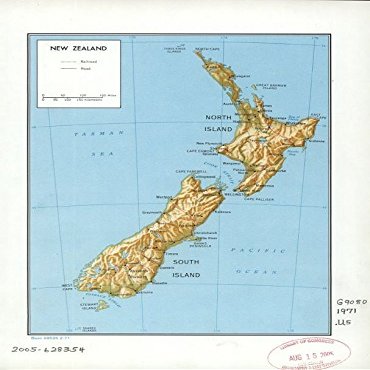 18" x 24" 1971 Map Of New Zealand Railroads Roads