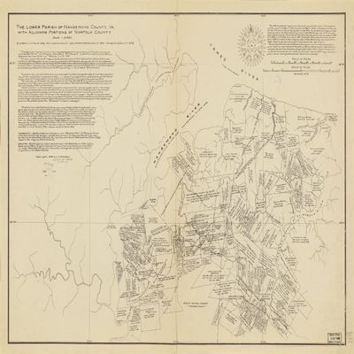 Historic Prints 16" x 24" 1946 Map of The Lower Parish of Nansemond County Virginia