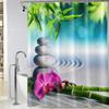 Amagical 4PCS Zen Garden Bamboo Shower Curtain Set Bathroom Mat Set,Orchid Flowers and Stones in Zen Garden Sunny Day Pattern Bath Mat+Contour Mat+Toilet Cover+Shower Curtain view 2