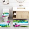 Amagical 4PCS Zen Garden Bamboo Shower Curtain Set Bathroom Mat Set,Orchid Flowers and Stones in Zen Garden Sunny Day Pattern Bath Mat+Contour Mat+Toilet Cover+Shower Curtain view 3