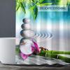 Amagical 4PCS Zen Garden Bamboo Shower Curtain Set Bathroom Mat Set,Orchid Flowers and Stones in Zen Garden Sunny Day Pattern Bath Mat+Contour Mat+Toilet Cover+Shower Curtain view 4