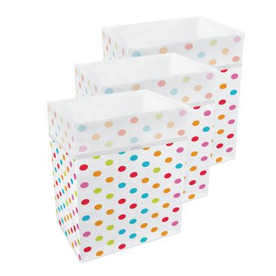 Clean Cubes 30 Gallon Disposable Pop-Up Trash Cans (3-Pack) with Fitted Bags  Foldable Garbage & Recycling Bins for Parties, Events & Kitchen (Polka Dot, 30" H x 14" W x 17" D)
