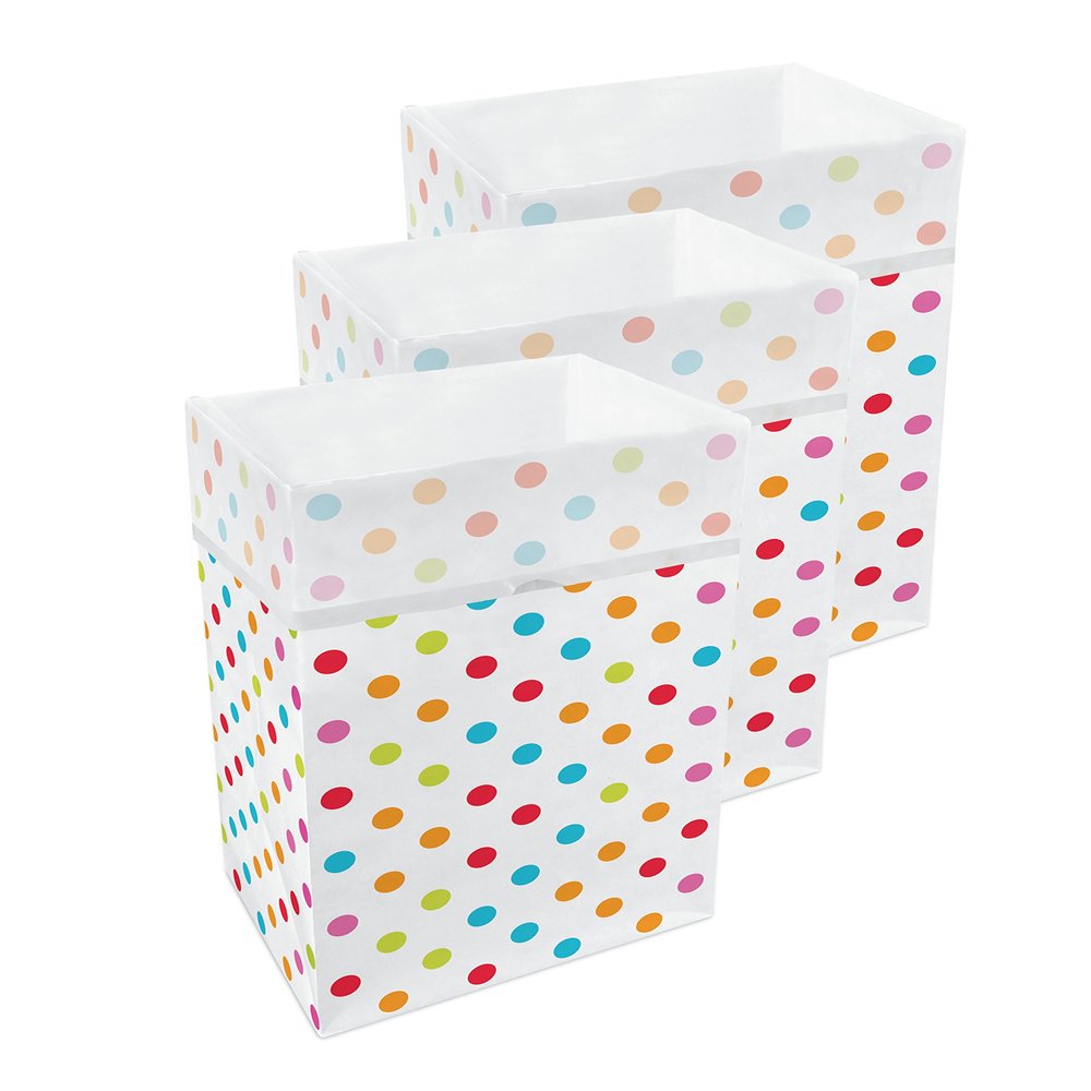 Clean Cubes 30 Gallon Disposable Pop-Up Trash Cans (3-Pack) with Fitted Bags  Foldable Garbage & Recycling Bins for Parties, Events & Kitchen (Polka Dot, 30" H x 14" W x 17" D)